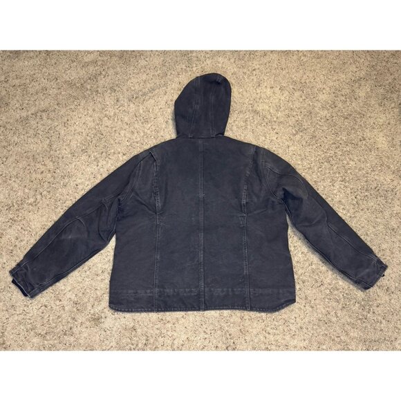 CARHARTT Washed Gray Duck Sherpa Lined Jacket Hoodie Outdoor Utility Workwear XL - Picture 2 of 15